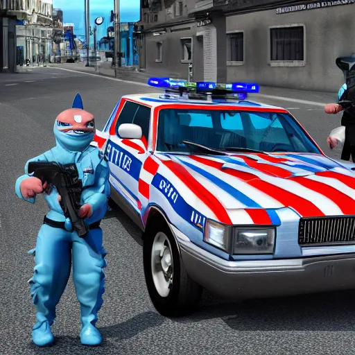 Image similar to streetshark police, 8 k resolution