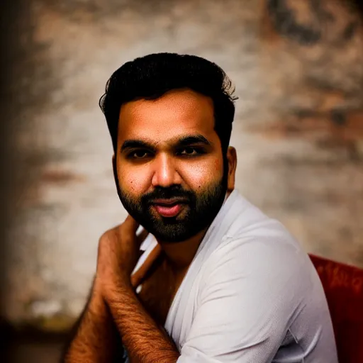 Prompt: portrait of rohit sharma as a pimp, canon 3 5 mm portrait photography, ultrarealistic