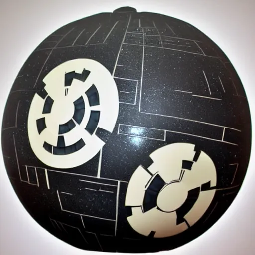 Image similar to star wars death star made of jelly and styrofoam