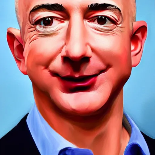 Prompt: painting of Jeff Bezos with very very very long hair hair on his head