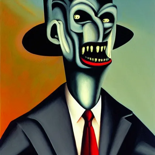 Image similar to laughing evil mastermind, human subjugation, mind control, dystopian, pj crook, edward hopper, oil on canvas