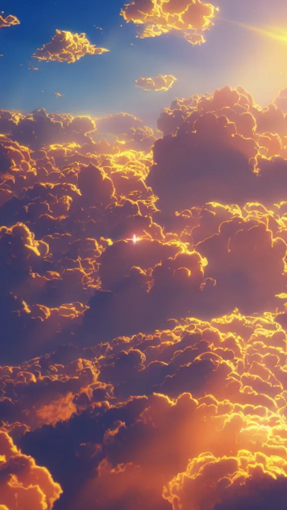 Prompt: magical cloud city, beautiful, golden light, colourful movie frame, 8 k