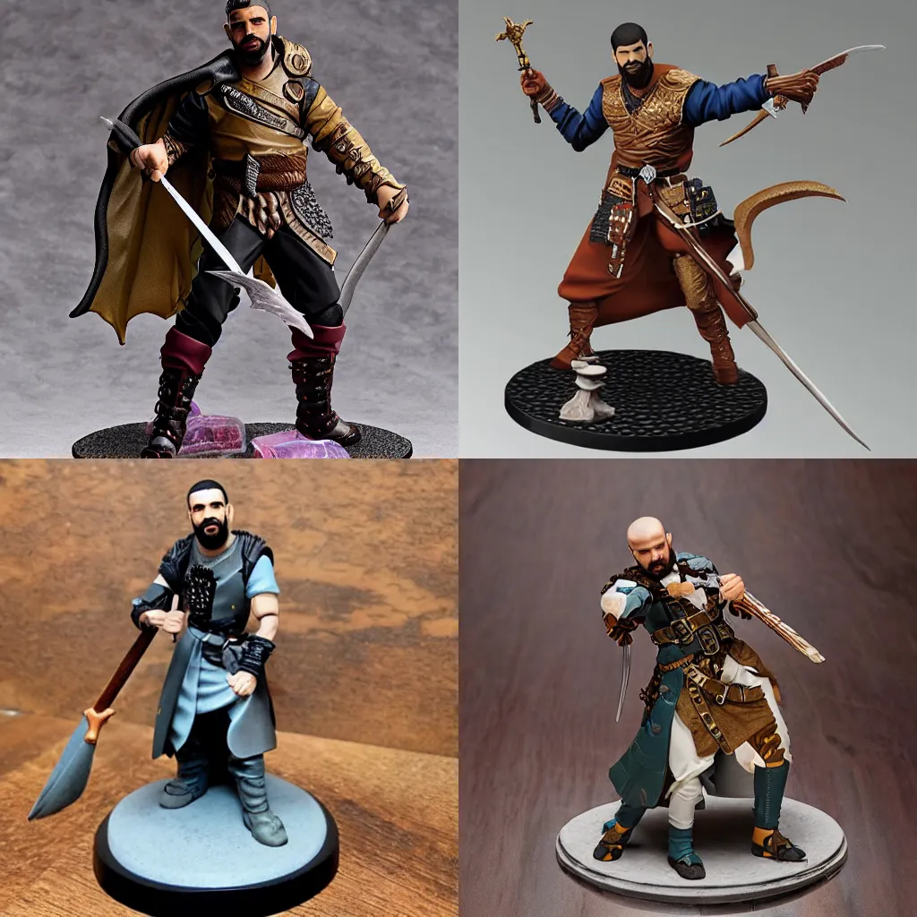 Prompt: Drake as a Dungeons & Dragons figurine