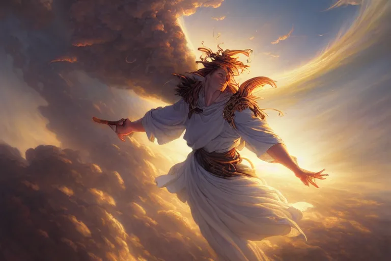 Image similar to god striking upon the earth from the heavens, powerful angels, godly powers, higher power, jesper ejsing, james jean, justin gerard, tomasz alen kopera, cgsociety, fenghua zhong, makoto shinkai, octane render, highly detailed, rim light, art, cinematic lighting, very coherent, hyper realism, high detail, 8 k