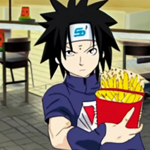 Image similar to sasuke at mcdonald's.