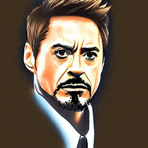 Prompt: a sketch of Robert Downey Jr Loomis method