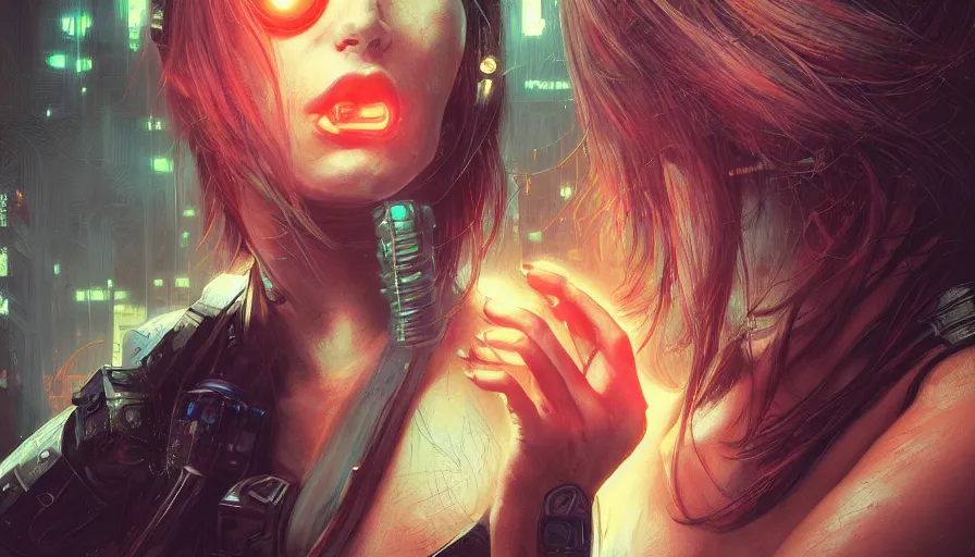 Image similar to alterd carbon, no mouth, scream, cyberpunk angry gorgeous goddess, , cigar, neon, fibonacci, sweat drops, insane, intricate, highly detailed, digital painting, artstation, concept art, smooth, sharp focus, illustration, Unreal Engine 5, 8K, art by artgerm and greg rutkowski and alphonse mucha