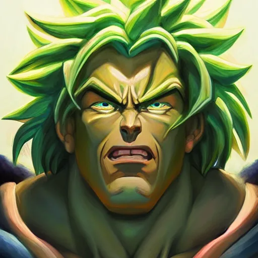 Prompt: Portrait of Broly by Mandy Jurgens