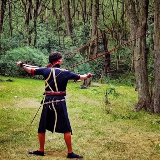 Prompt: photo of an archer with a bow