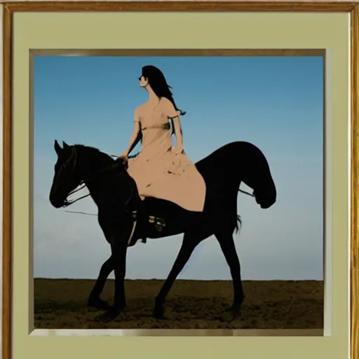 Prompt: woman on horse abstract collage by john stezaker