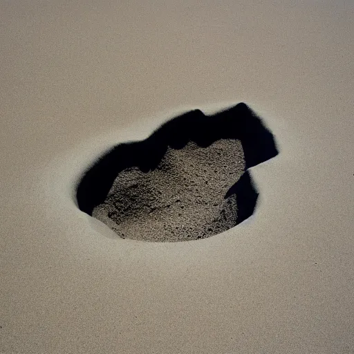 Image similar to deep dark pit on white sandy beach