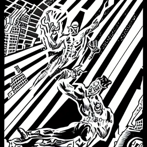 Image similar to mcbess illustration of the silver surfer in New York City