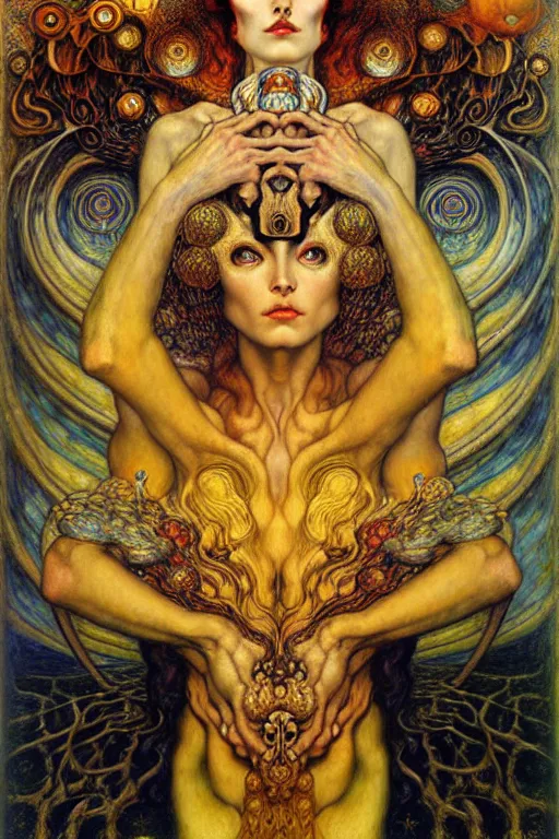 Image similar to Divine Chaos Engine by Karol Bak, Jean Delville, William Blake, Gustav Klimt, and Vincent Van Gogh, symbolist, visionary