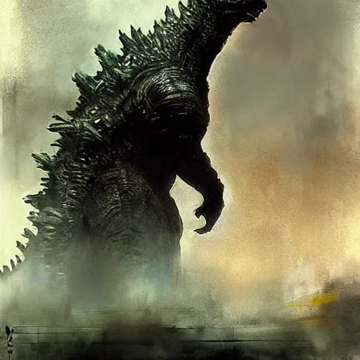 Prompt: godzilla 2 0 1 4 by jeremy mann