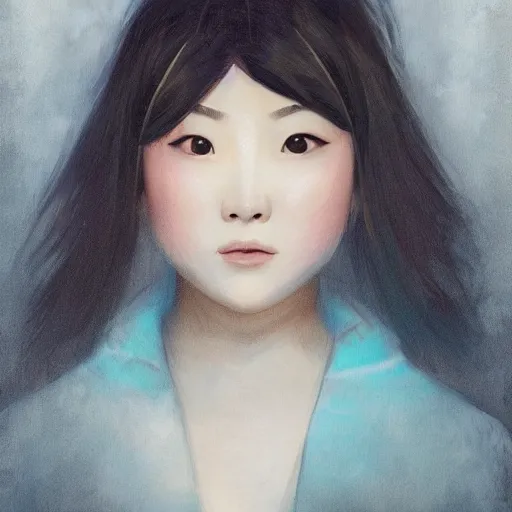 Image similar to a masterpiece portrait photo of a beautiful young woman who looks like an mei from overwatch, symmetrical face