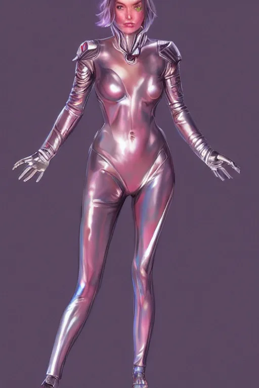 Image similar to Amanda 89asdjkqw in a fullbody metallic futuristic spacesut highly detailed digital painting artstation character concept art by artgerm and greg rutkowsi, holographic neon highlights