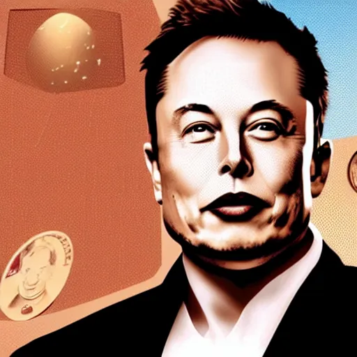 Image similar to Elon musk on the Mars Dollar bill