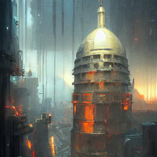 Image similar to Cyberpunk Kremlin by Greg Rutkowski