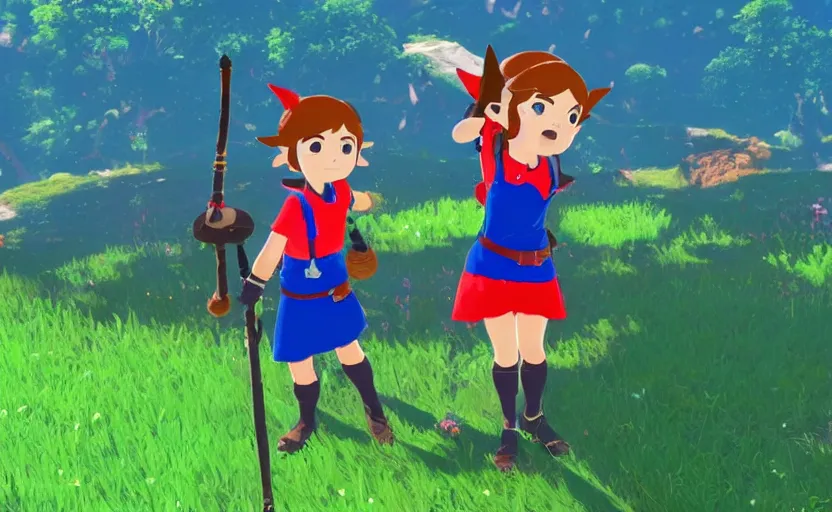 Image similar to Kiki from Kiki's delivery service in The Legend of Zelda: Breath of the Wild, 4k, UHD