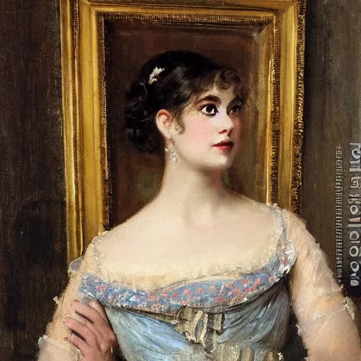 Prompt: a young woman at the ball by alfred stevens