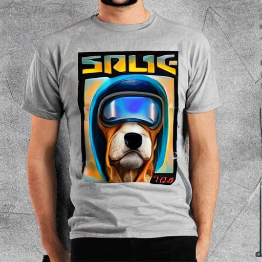 Image similar to a scifi beagle king, t shirt design, noble, epic, featured on art station