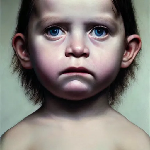Prompt: high quality high detail portrait by gottfried helnwein, hd, unsettling look in the eyes, photorealistic lighting