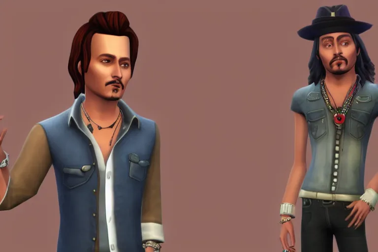 Prompt: johnny depp in sims 4