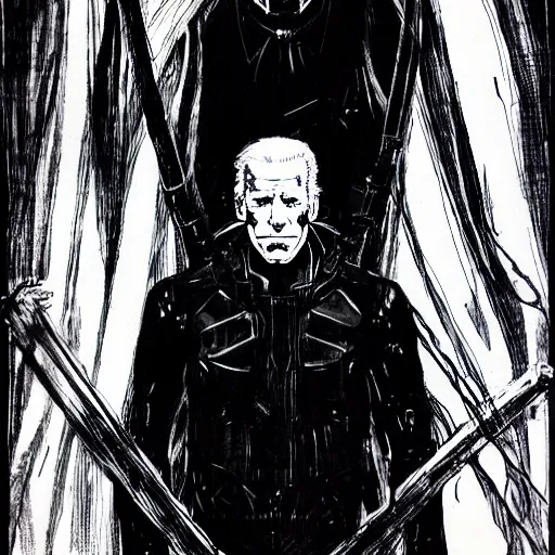 Image similar to Joe Biden looking sinister, by Tsutomu Nihei, highly detailed