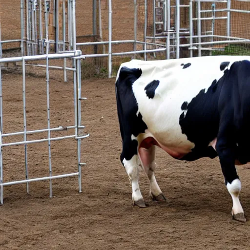 Image similar to cow running from a cage