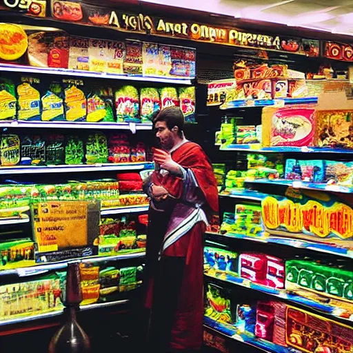 Prompt: “a Slaan Mage Priest goes to the supermarket but they are out of French Fries”