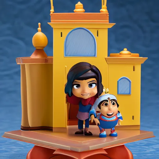 Image similar to side view of disney and pixar aladdin as nendoroid, side view, 8 k hd dof, kodak film,