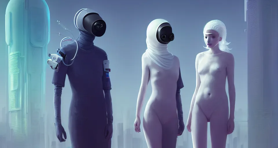 Prompt: portrait of yael shelbia and kang seul - gi, venus squid astronaut, burka, white hair, intricate design details. cyberpunk, rioter, by ruan jia and beeple. smooth gradients, deep space.