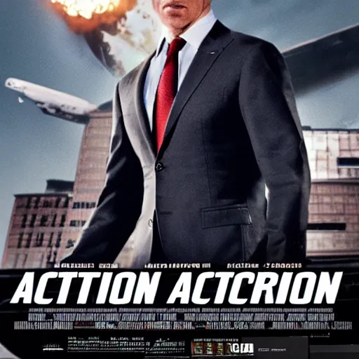 Prompt: action hero movie poster, hunter biden, exploding building, huge, high quality, 8 k, mission impossible, hollywood