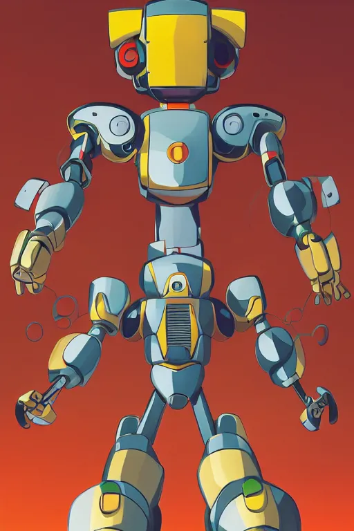 Image similar to metabots medabots medarotto medarot robot minimalist comics, behance hd by jesper ejsing, by rhads, makoto shinkai and lois van baarle, ilya kuvshinov, rossdraws global illumination ray tracing hdr radiating a glowing aura