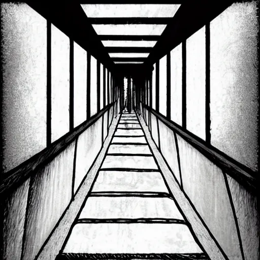 Image similar to “A creepy bright white hallway by Junji Ito”