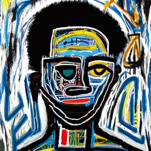 Image similar to A extremely highly detailed majestic hi-res beautiful immaculate head and shoulders painting of a strong black african man by Jean-Michel Basquiat, 8k, high textures, hyper sharp, insanely detailed and intricate, super detailed, 4k HDR high quality