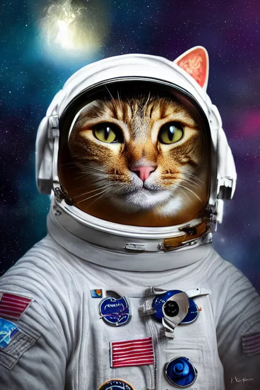 Image similar to an astronaut cat by Kestius Kasparavicius , fine art with subtle redshift rendering