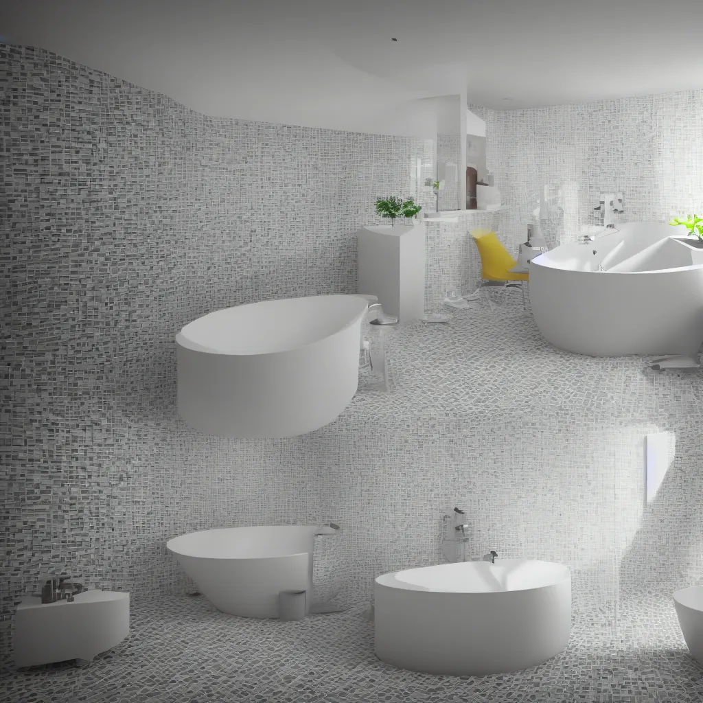 Prompt: colourful 3 d octane render ultra photorealistic hyper detailed isometric bathroom