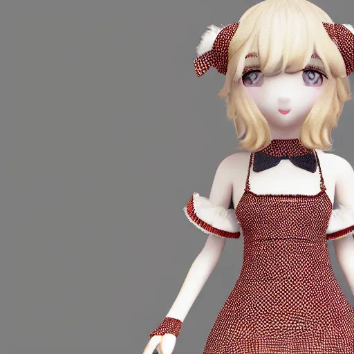 Image similar to cute fumo plush of flapper girl, stylish, npr brdf, vray