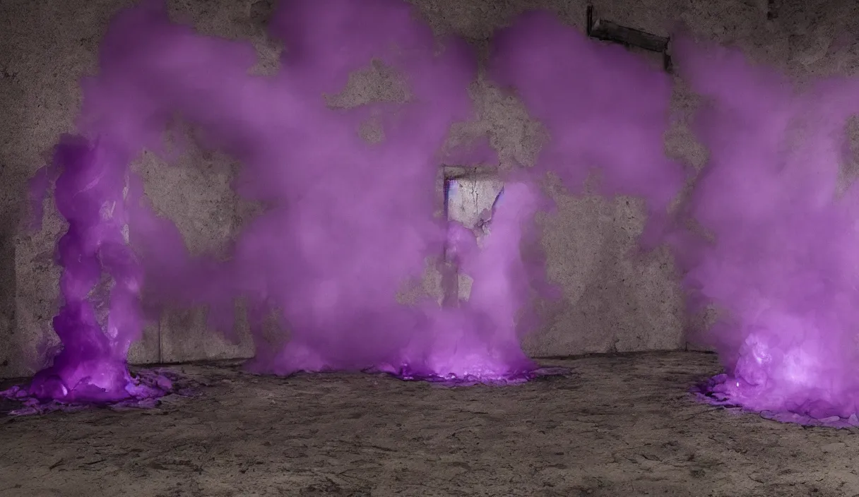 Image similar to artwork by pierre huyghe and paul thek with wax melting, purple smoke, ultra realistic, depth, beautiful lighting, sigma, 8 k, 3 5 mm, f / 3 2