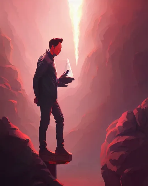 Image similar to Smoke and water portrait of Elon Musk, cracked obsidian geometric stylized acrylic art, fantasy art by Greg Rutkowski, Loish, Rhads, Makoto Shinkai and Lois van baarle, ilya kuvshinov, rossdraws