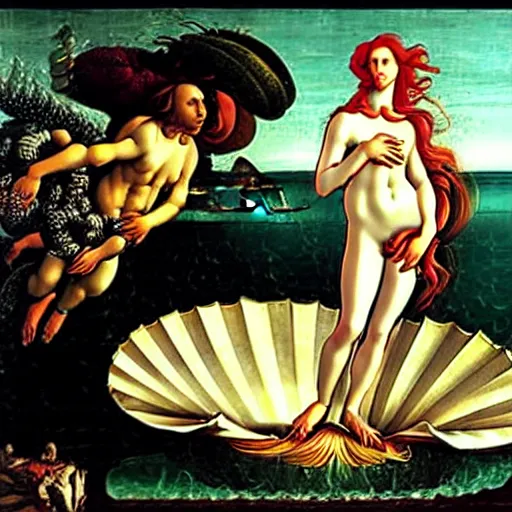 Prompt: Lady Gaga as The Birth of Venus sandro botticelli