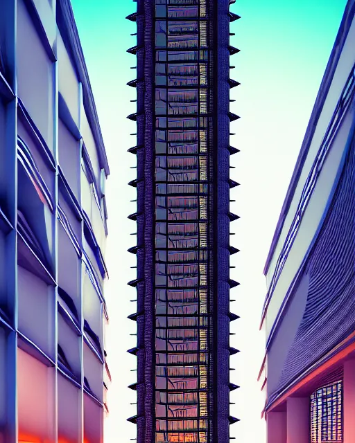 Image similar to a beautiful hyperdetailed highly detailed urbex industrial architecture tower nature building unfinished building by zaha hadid, retro sunset retrowave darkacademia at fall hyperrealism cgsociety tokyo at night thermal vision, archdaily, wallpaper, highly detailed, trending on artstation.