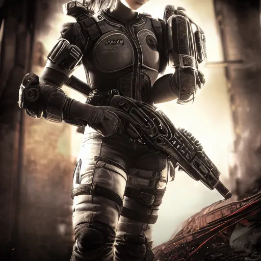 gorgeous anime girl in Gears of War, Stable Diffusion