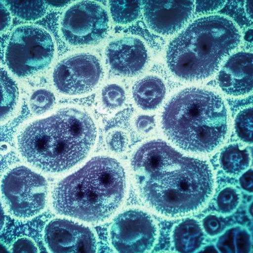 Image similar to amoeba eating infusoria, beautiful macro photography, cold ambient light