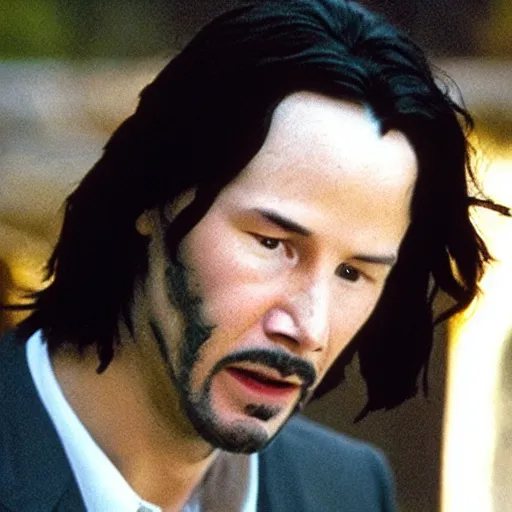 Prompt: film still keanu reeves as keanu reeves crying in a cemetary