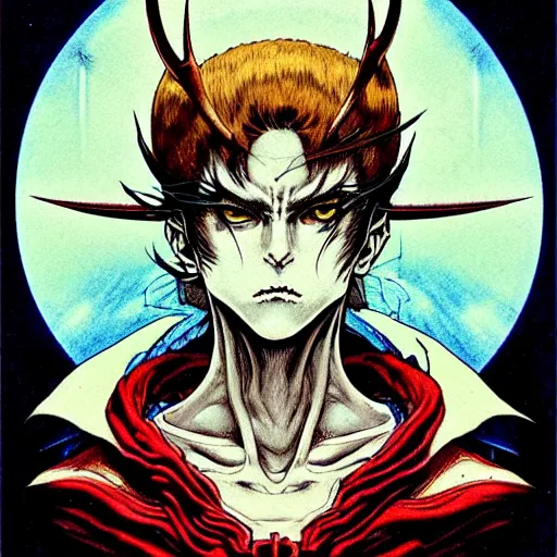 Image similar to prompt : portrait of diablo character painted in miyazaki color style drawn by katsuhiro otomo and takato yamamoto, inspired by fables, china doll face, smooth face feature, intricate oil painting, high detail, sharp high detail, manga and anime 2 0 0 0