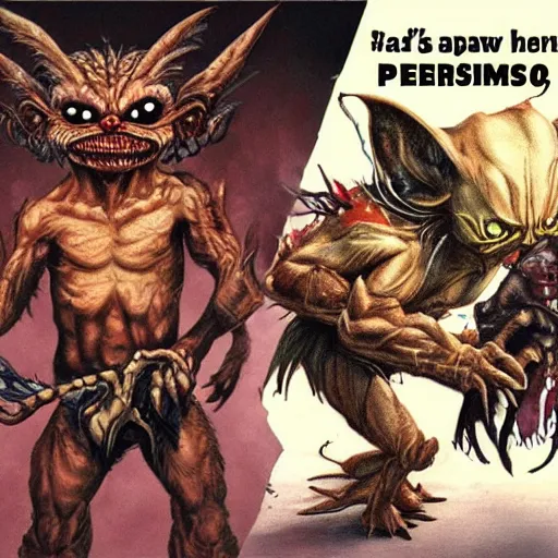 Image similar to gremlins vs predator