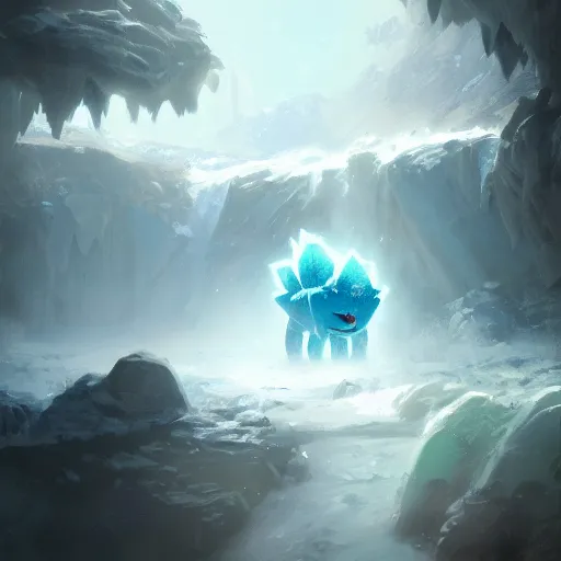 Prompt: Ivysaur of ice, digital Art, Greg rutkowski, Trending artstation,cinematic