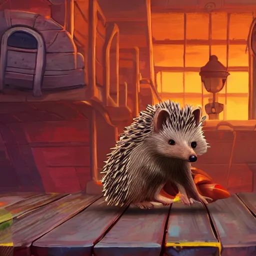 Image similar to hedgehog on a ship in seqa of thieves